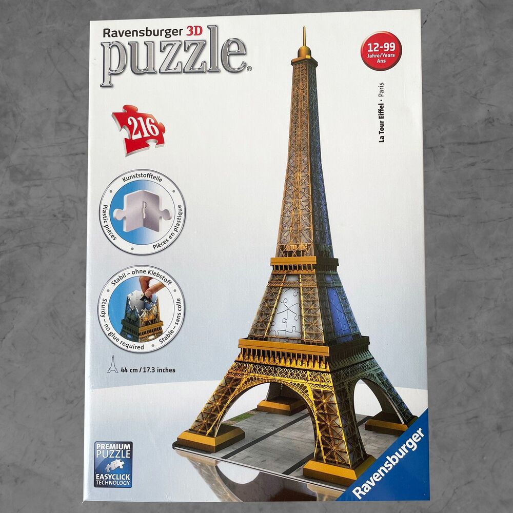 Eiffel Tower Paris 3D Puzzle Ravensburger 17.3" High 216 Pieces NEW Sealed